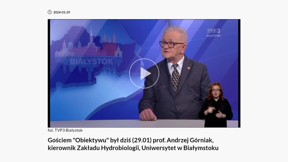 Prof. dr hab. Andrzej Górniak w Obiektywie TVP3 Białystok